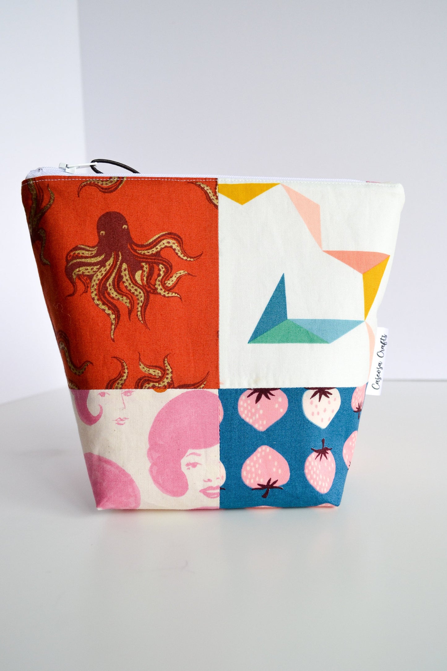 Four Corners Pouch Set ~ Octopus, Paper Airplanes, Ladies, and Strawberries